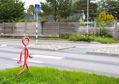 Röda reflexisinstallationer vid övergångsställe